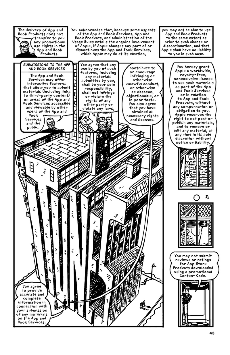 Illustration for article titled Convierten los términos y condiciones de iTunes en una delirante novela gráfica
